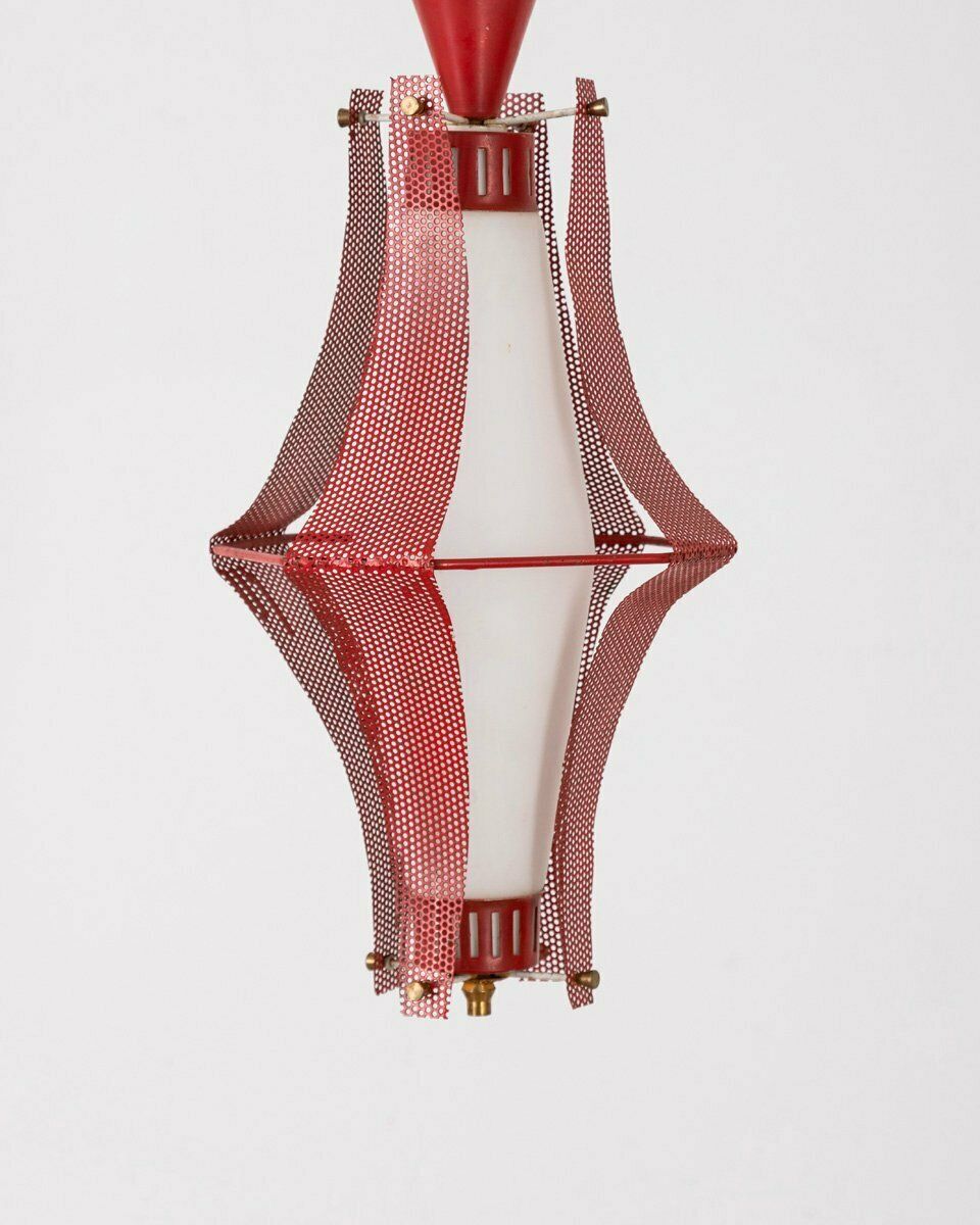 Italian Pendant Lamp In Metal And Glass, 1970s photo for sale