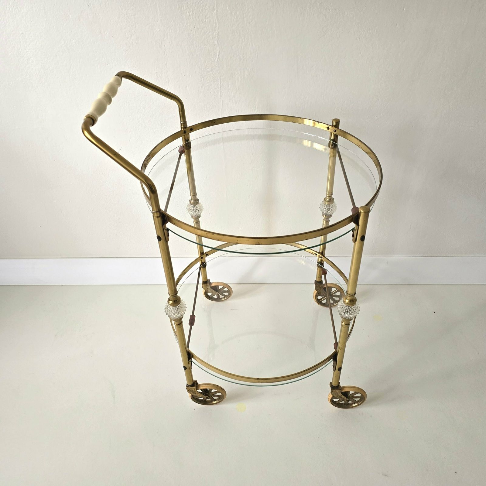 photo furniture Delicious Rare Round Vintage Hollywood Regency Brass/Glass Bar Cart