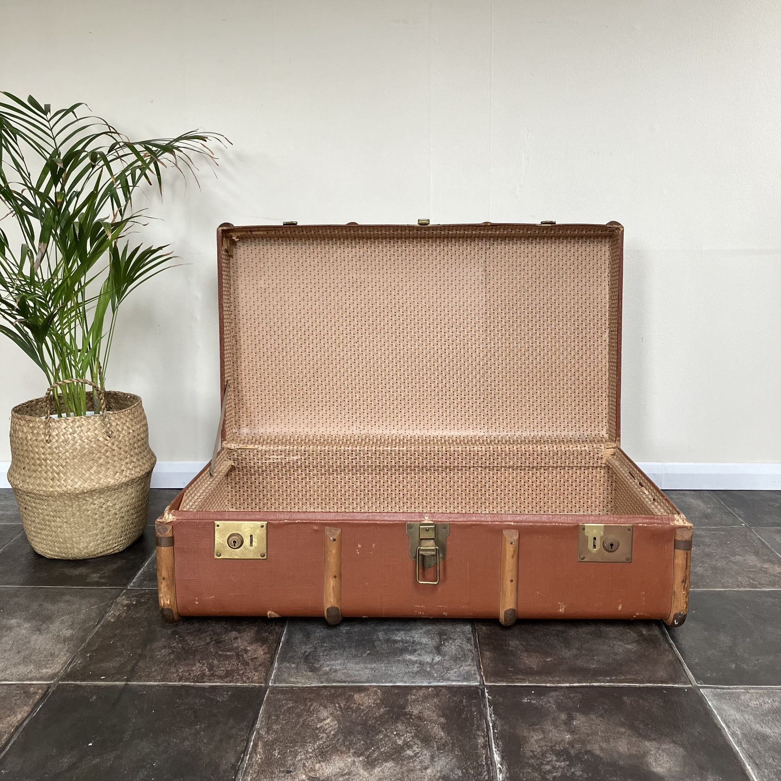 250.0 Antique Bentwood Steamer Travel Trunk / Travel Shop Display / Theatre Props / Luggage photo