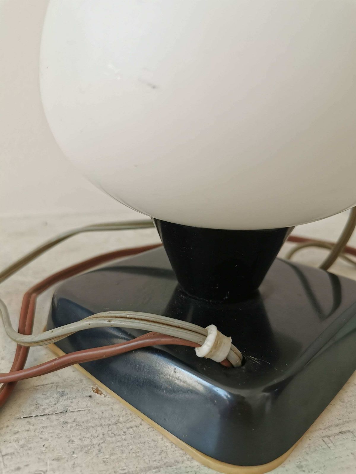 Mid Century Table Lamp Retro Bedside Glass Lamp From The 1960 Made In Yugoslavia White Opaline photo for sale