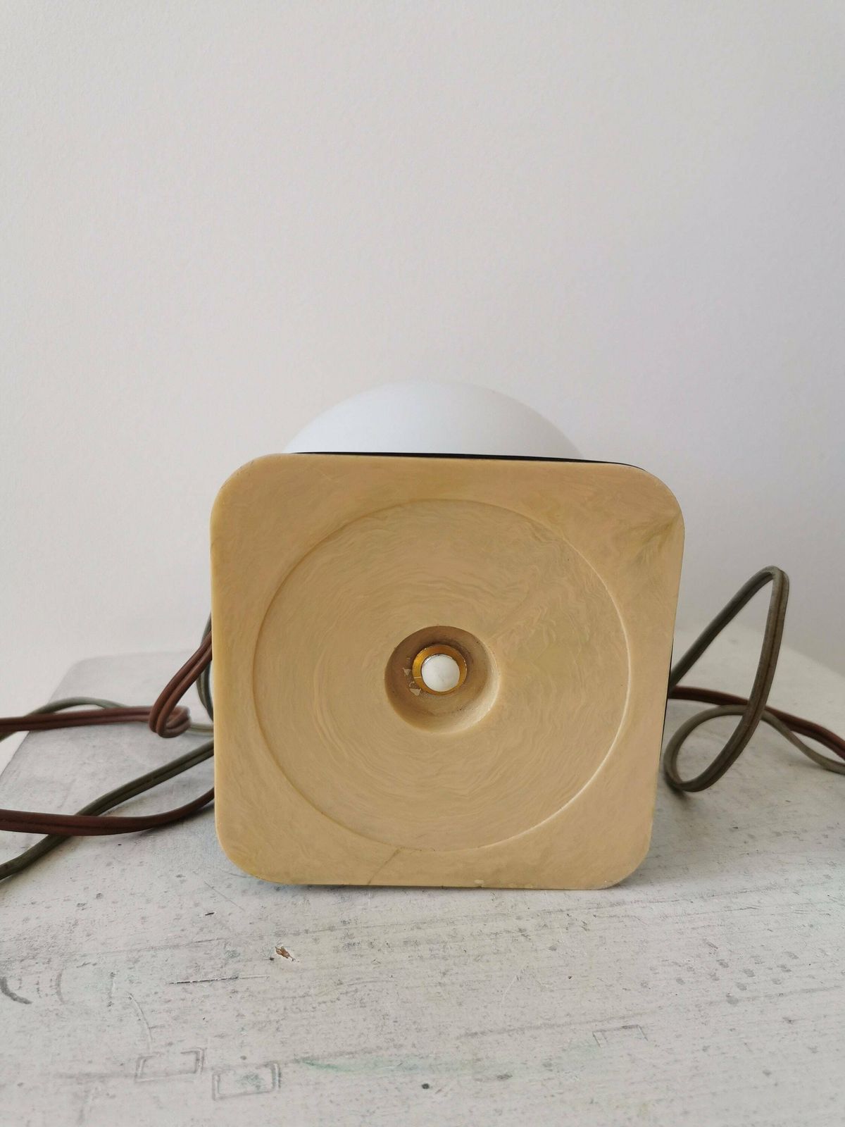 Mid Century Table Lamp Retro Bedside Glass Lamp From The 1960 Made In Yugoslavia White Opaline photo Lighting