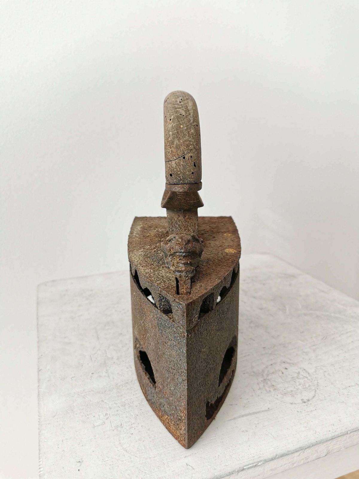 Vintage Cast Iron With Wooden Handle / 1945 Yugoslavia/ Antique Iron Smoothing With Hot Coals photo furniture