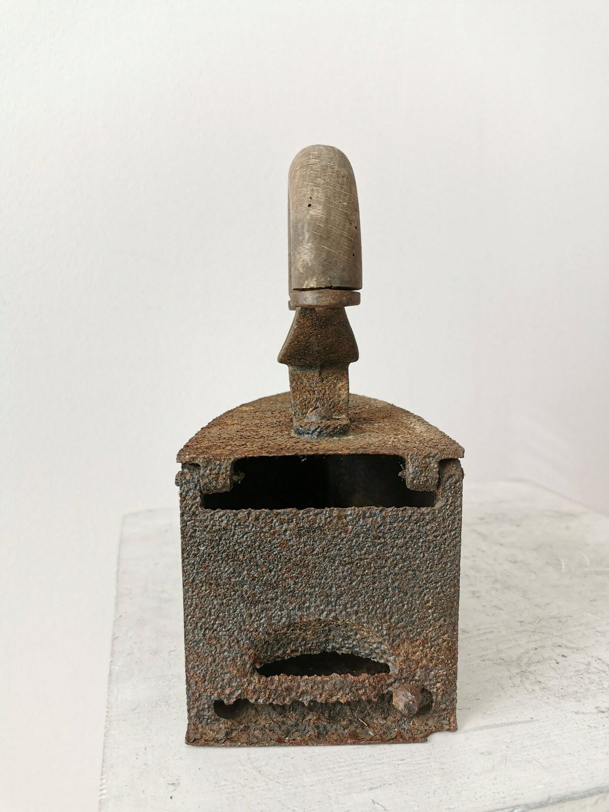 Vintage Cast Iron With Wooden Handle / 1945 Yugoslavia/ Antique Iron Smoothing With Hot Coals photo for sale