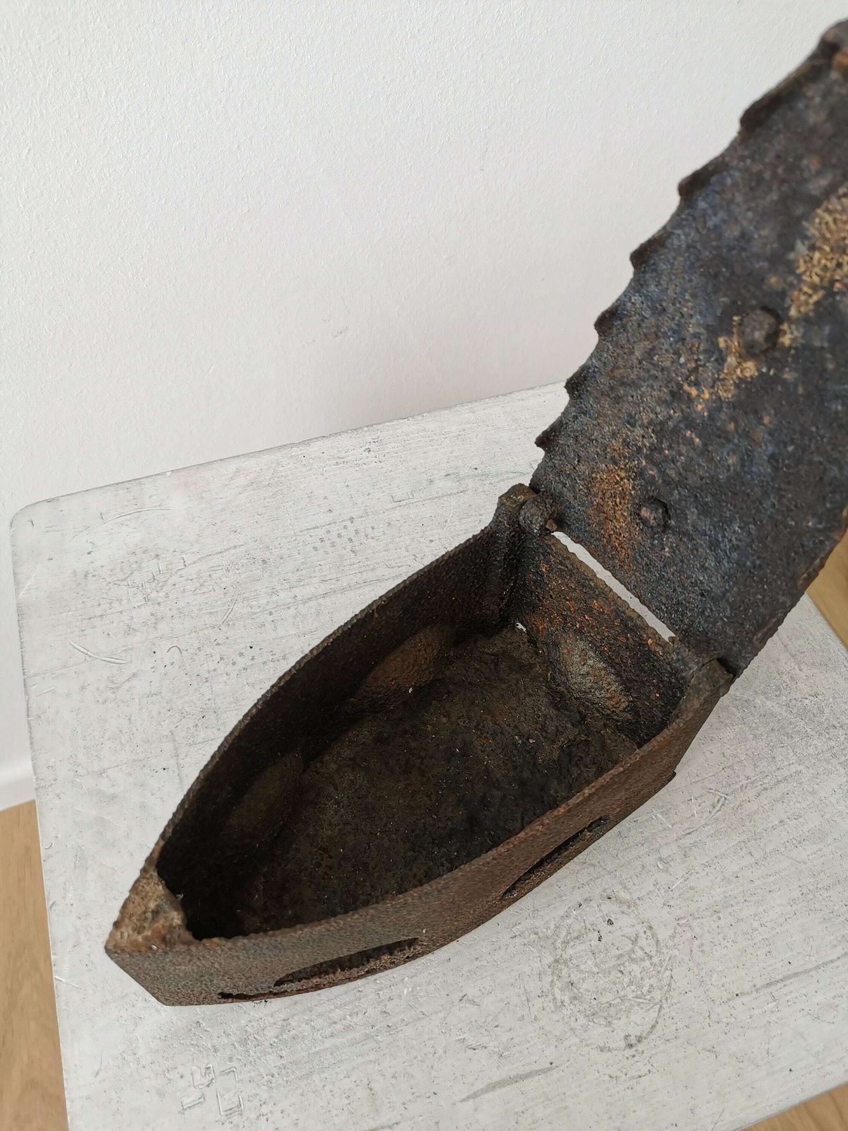 Vintage Cast Iron With Wooden Handle / 1945 Yugoslavia/ Antique Iron Smoothing With Hot Coals photo vintage