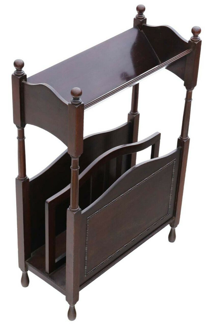 Antique Art Nouveau Mahogany Bookcase   Quality Book Trough Magazine Stand C1920 photo furniture