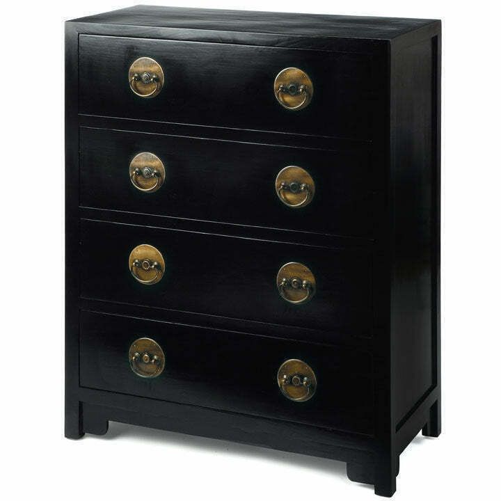 Chinese Ming Chest Of Drawers, Black Lacquer
