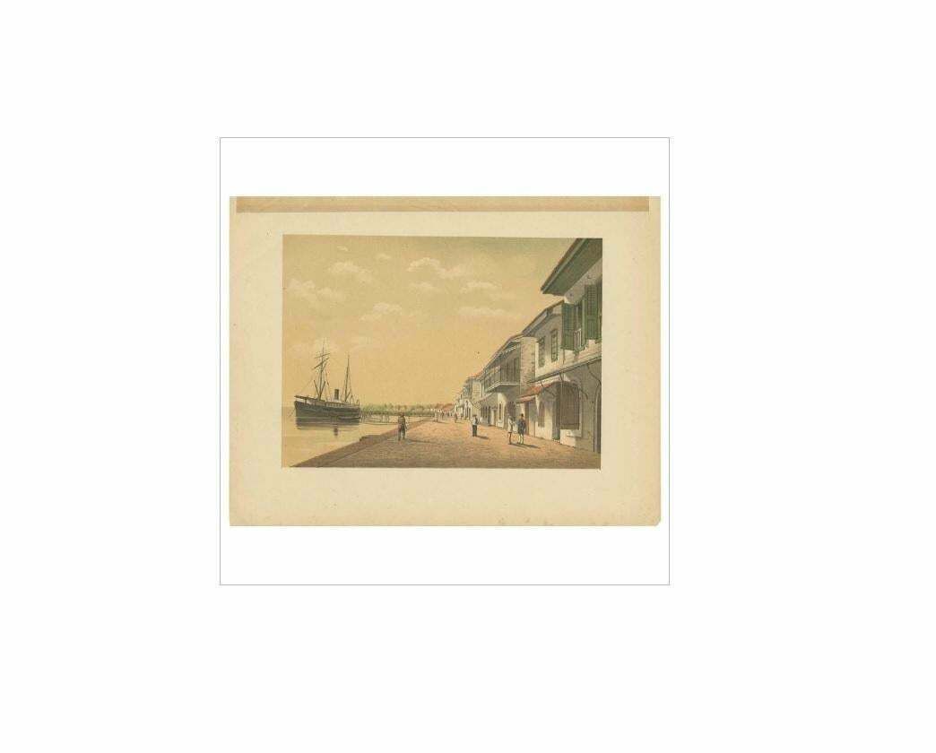 Antique Print Of A Steamship At Tanjung Burung By M.T.H. Perelaer, 1888 photo Art
