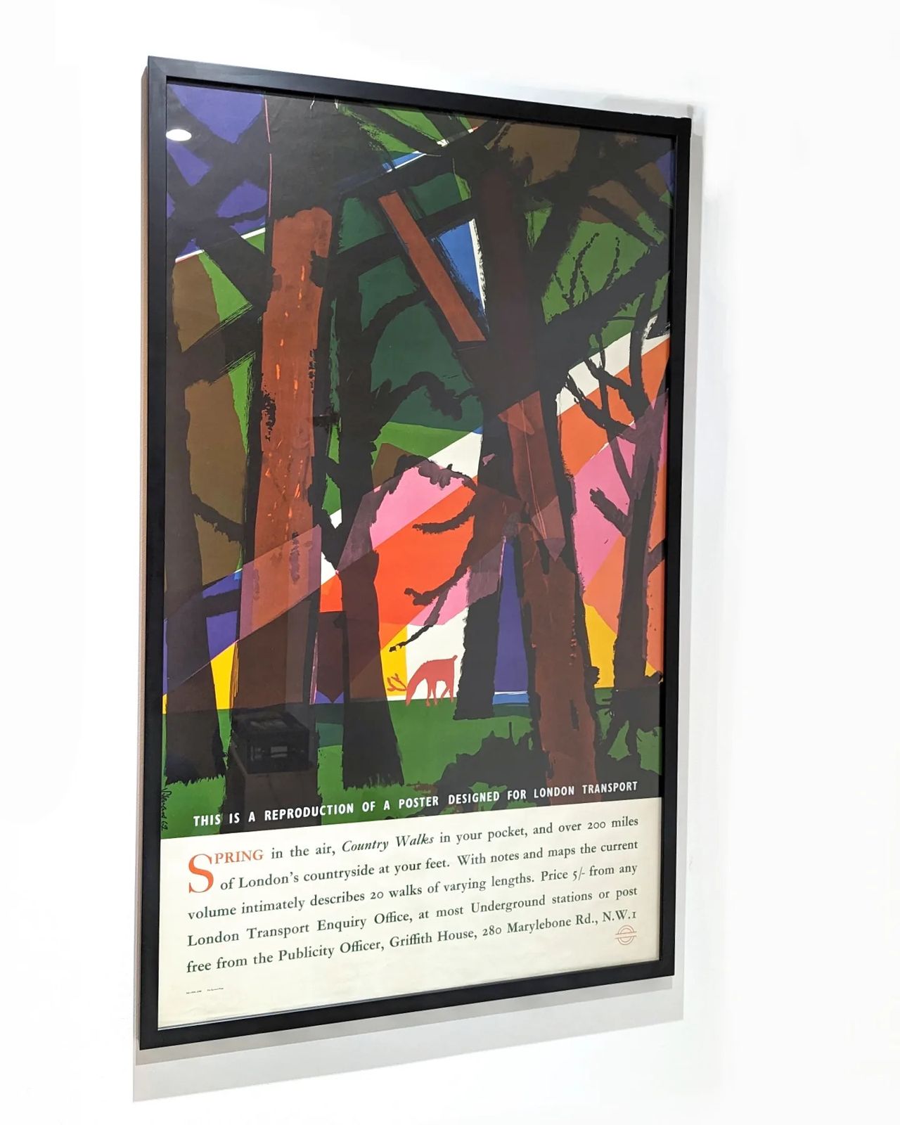 Mid 20th Century Framed London Transport Poster "Spring In The Air" By Harry Stevens