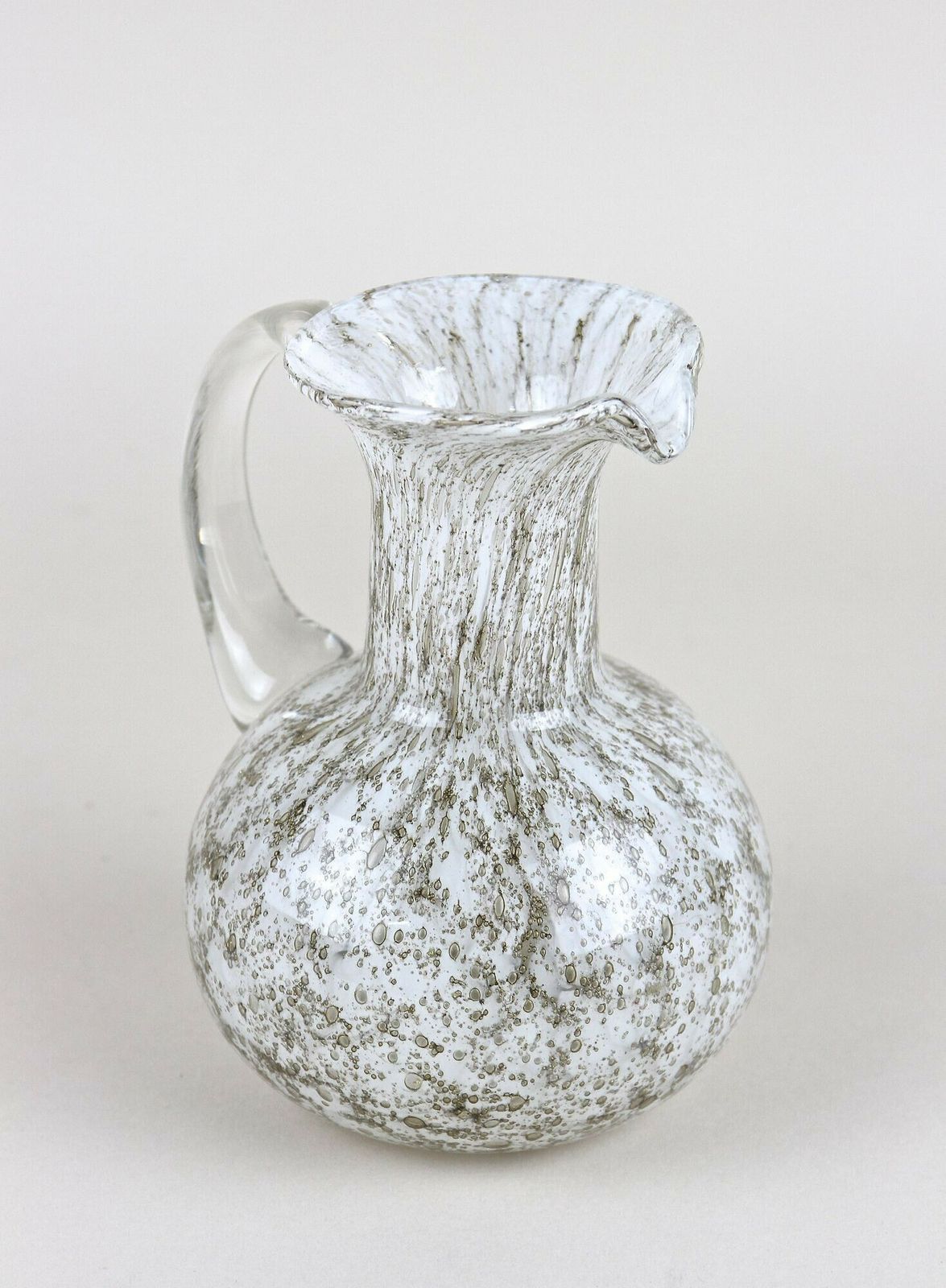 photo vintage Mid Century Murano Glass Vase/ Glass Jug With Bubbles, Italy Circa 1960