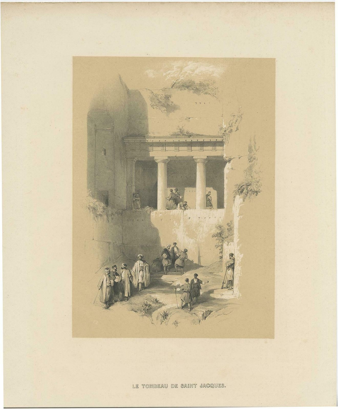 Old Print Of Tomb Of Jacob, Israel, Ca.1845 photo furniture