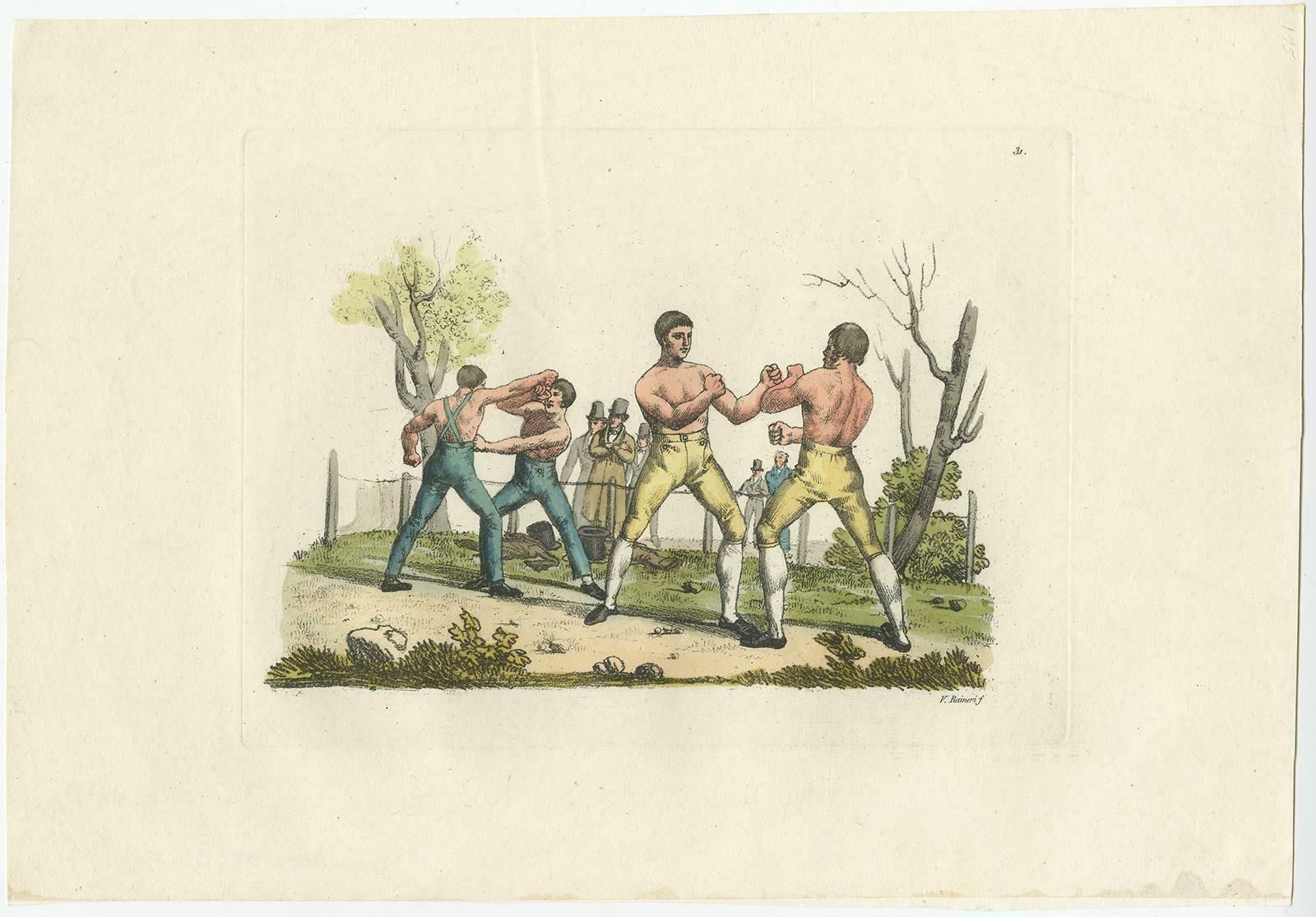 Antique Boxing Print By Raineri, 1819 photo Art