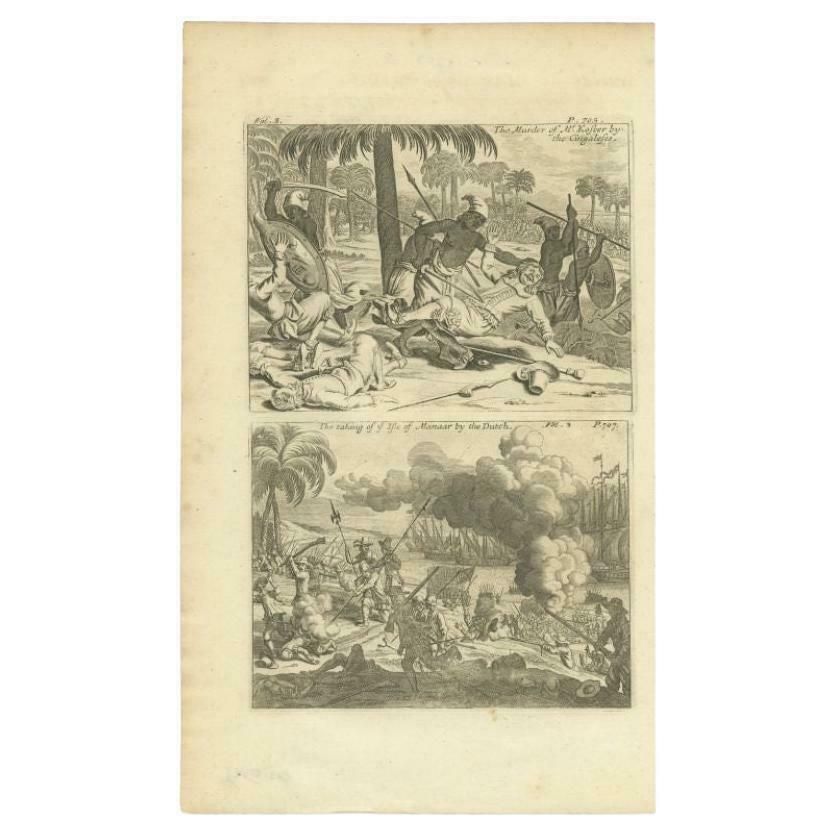 Antique Print Of The Murder Of Mr. Koster, C.1730