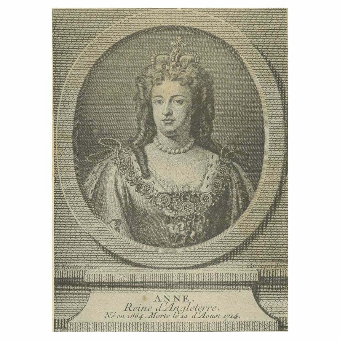 Antique Portrait Of Queen Anne Of England, Scotland And Ireland, 1890