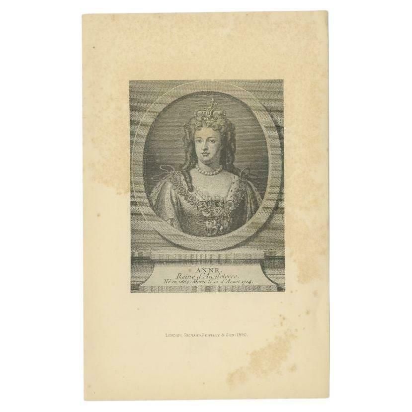 Antique Portrait Of Queen Anne Of England, Scotland And Ireland, 1890 photo furniture