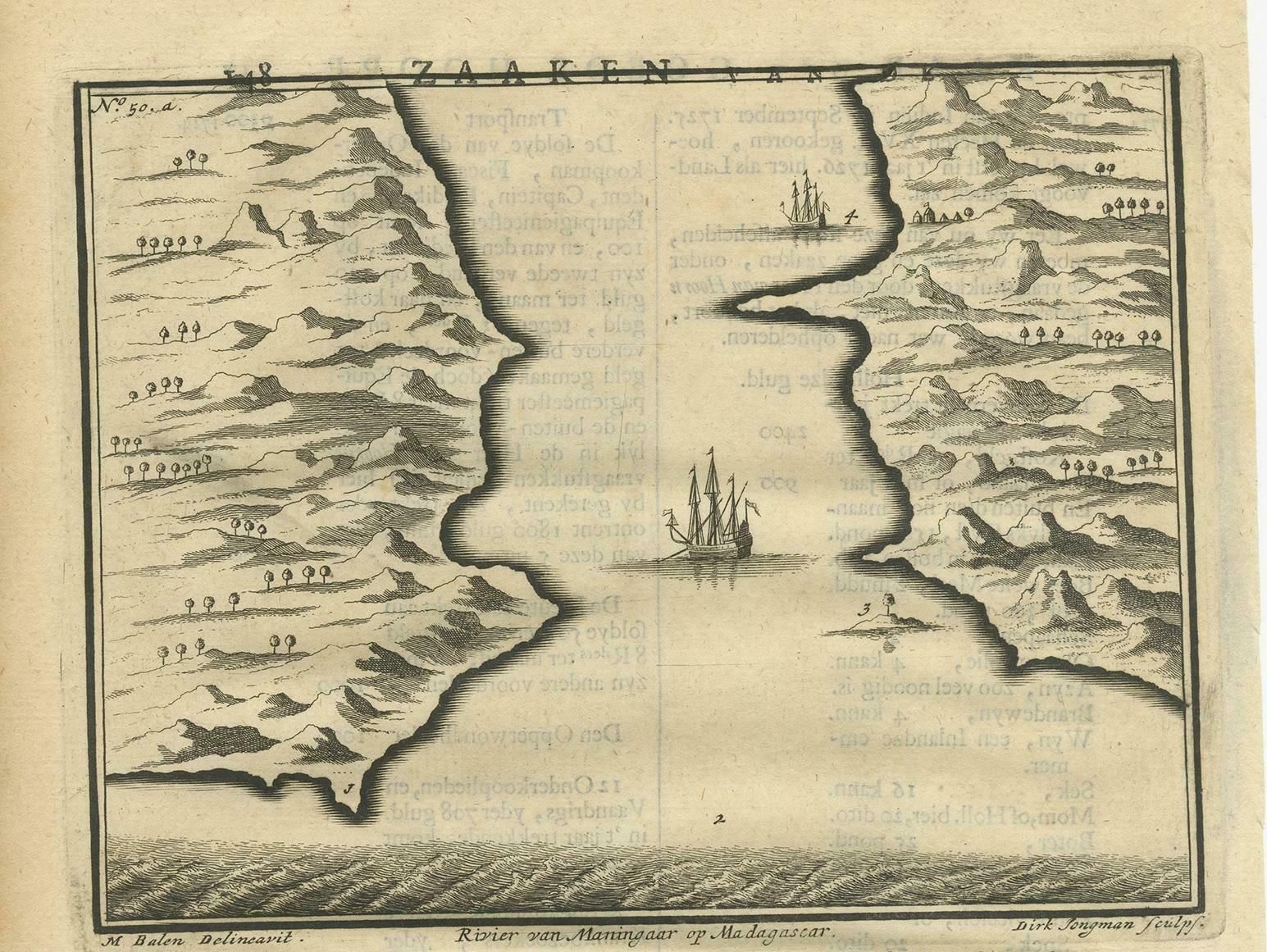 Antique Print Of A River In Madagascar By Valentijn, 1726 photo for sale