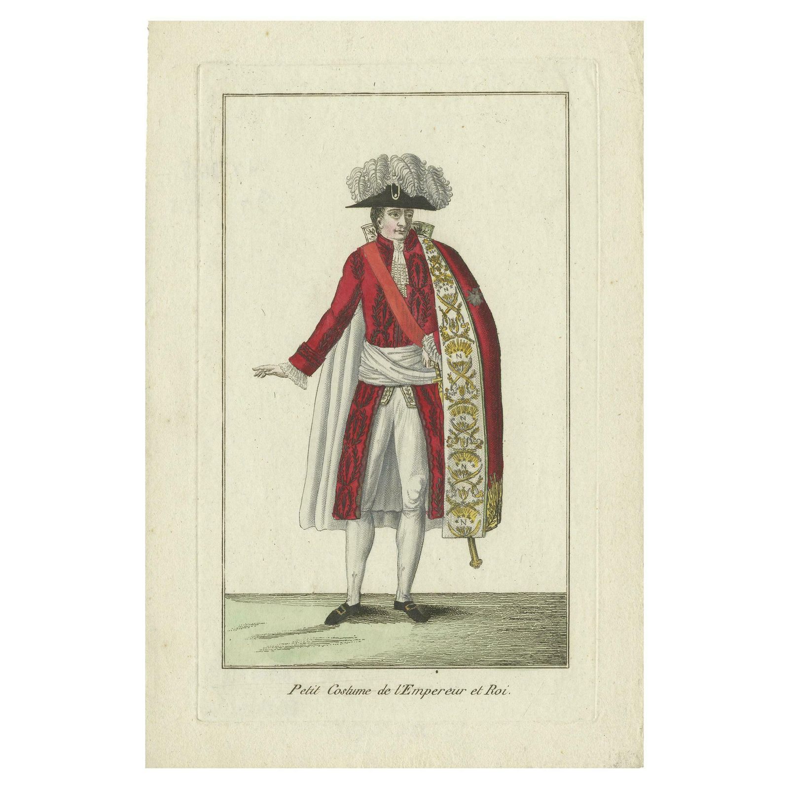 Antique Costume Print Of The Emperor And King Of France, Circa 1810