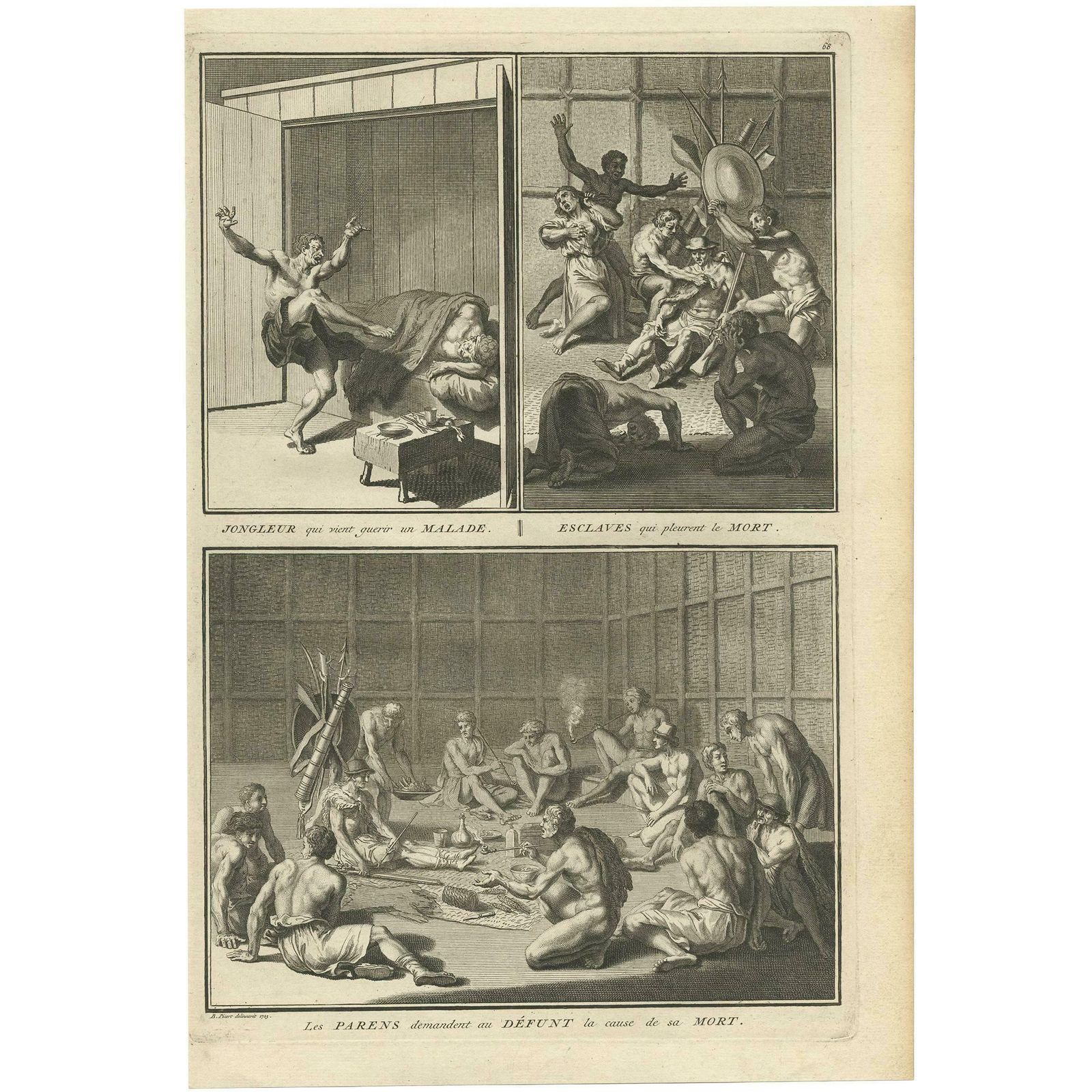 Antique Print Of Indians From Canada By B. Picart, 1723
