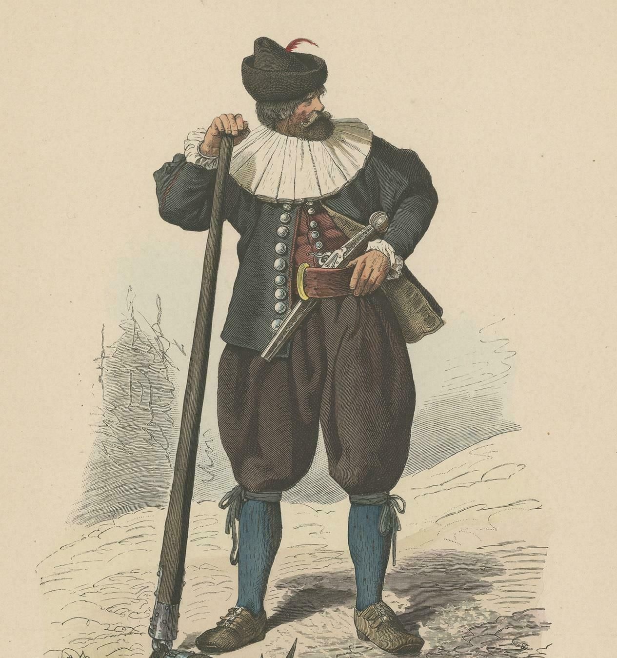Antique Print Of A Farmer From Upper Austria During The Peasant's War Of 1626 photo for sale