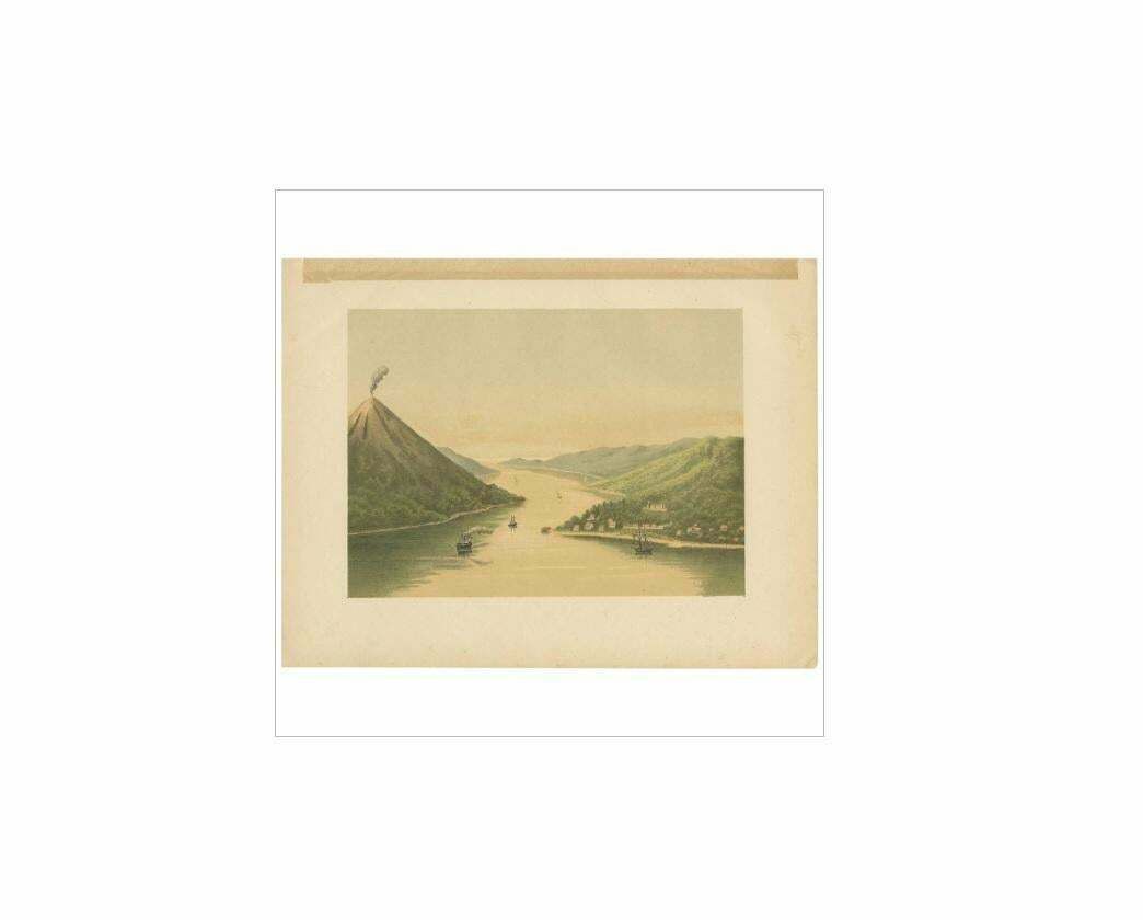 Antique Print Of The Volcano Gunung API In Indonesia, 1888 photo furniture