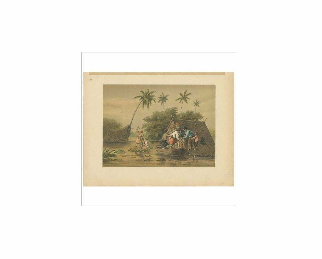 Antique Print Of A Flooding Near Tegal By M.T.H. Perelaer, 1888 photo furniture