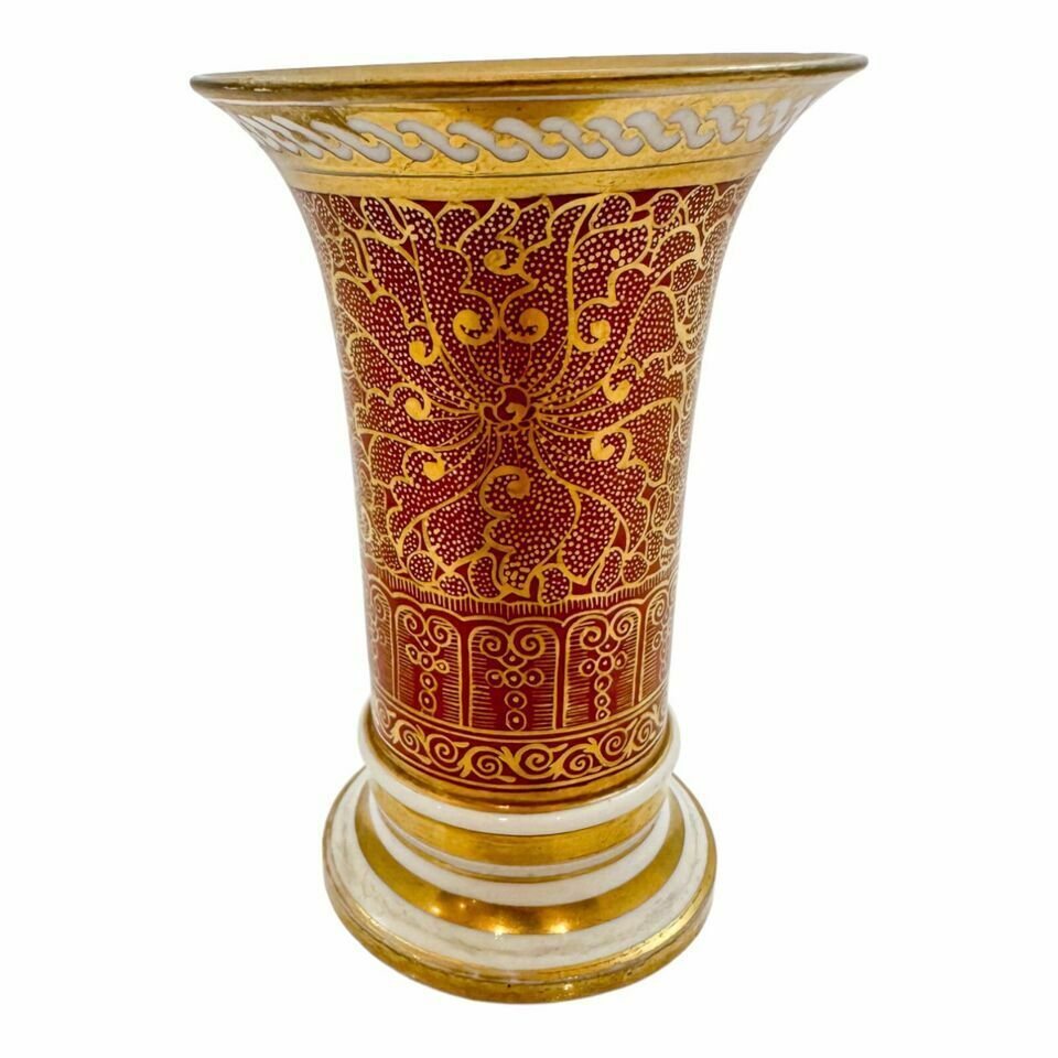 Antique George III Spode Porcelain Red Miniature Spill Vase / Matchpot, Moroccan photo for sale