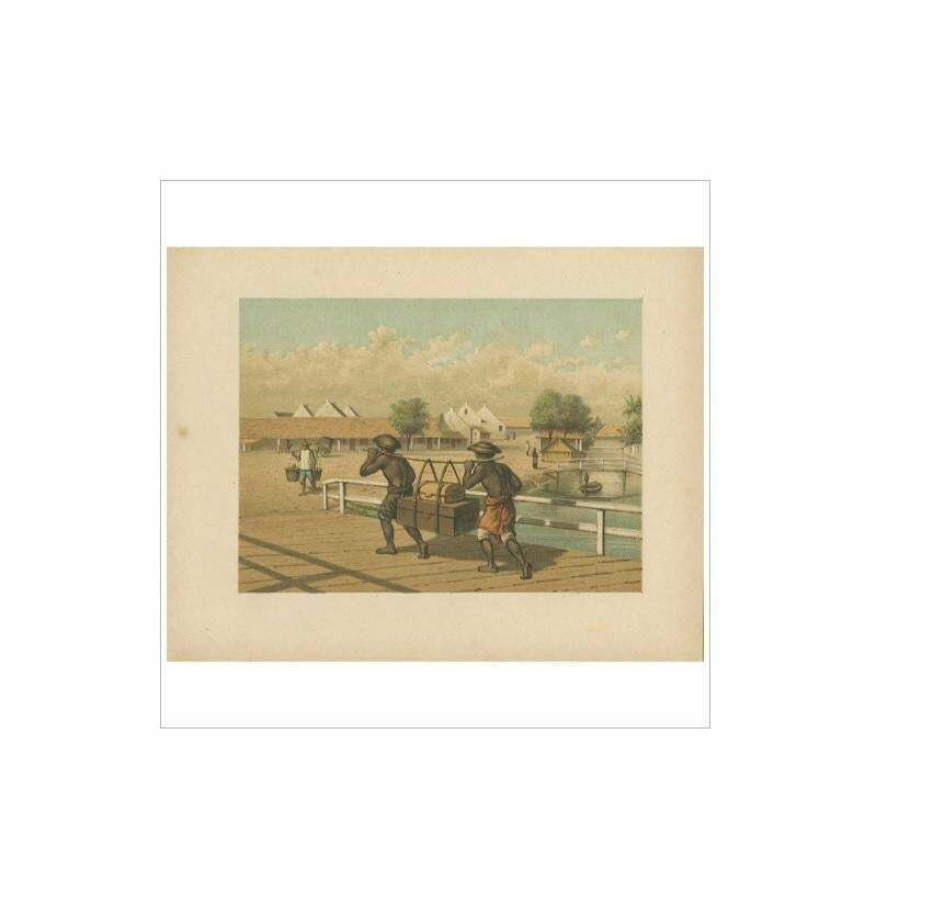 Antique Print Of Native 'Koelies' Or Carriers On Java By M.T.H. Perelaer (1888) photo furniture