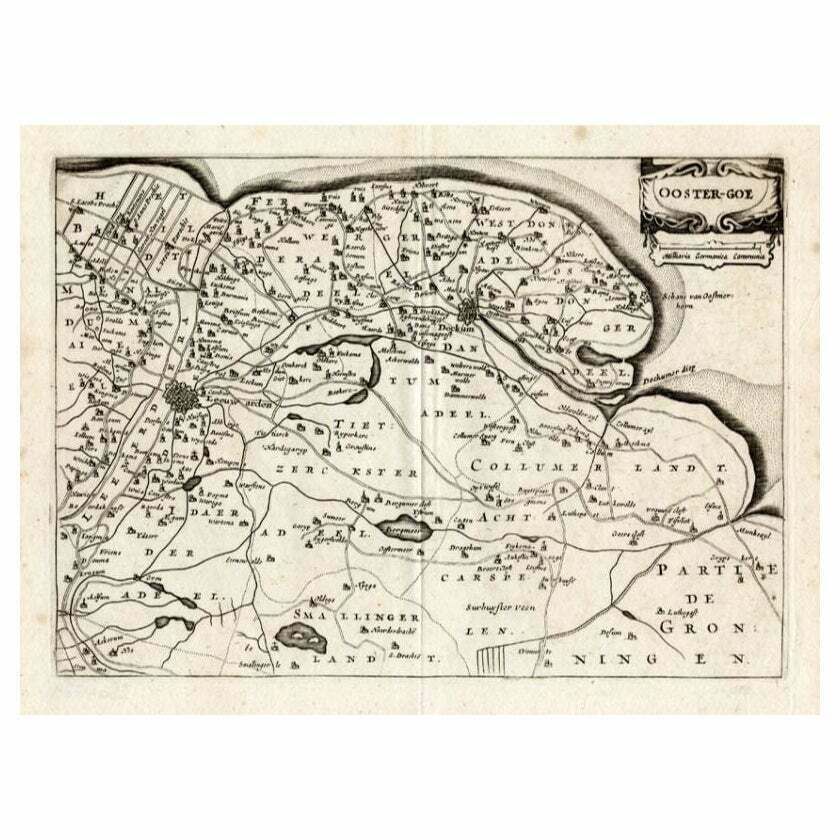 Antique Map Of The Region Of Oostergo By Colom, 1635