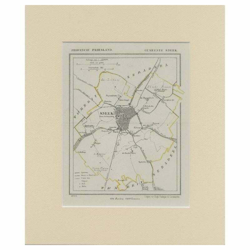 Antique Map Of Sneek By Kuyper, 1868