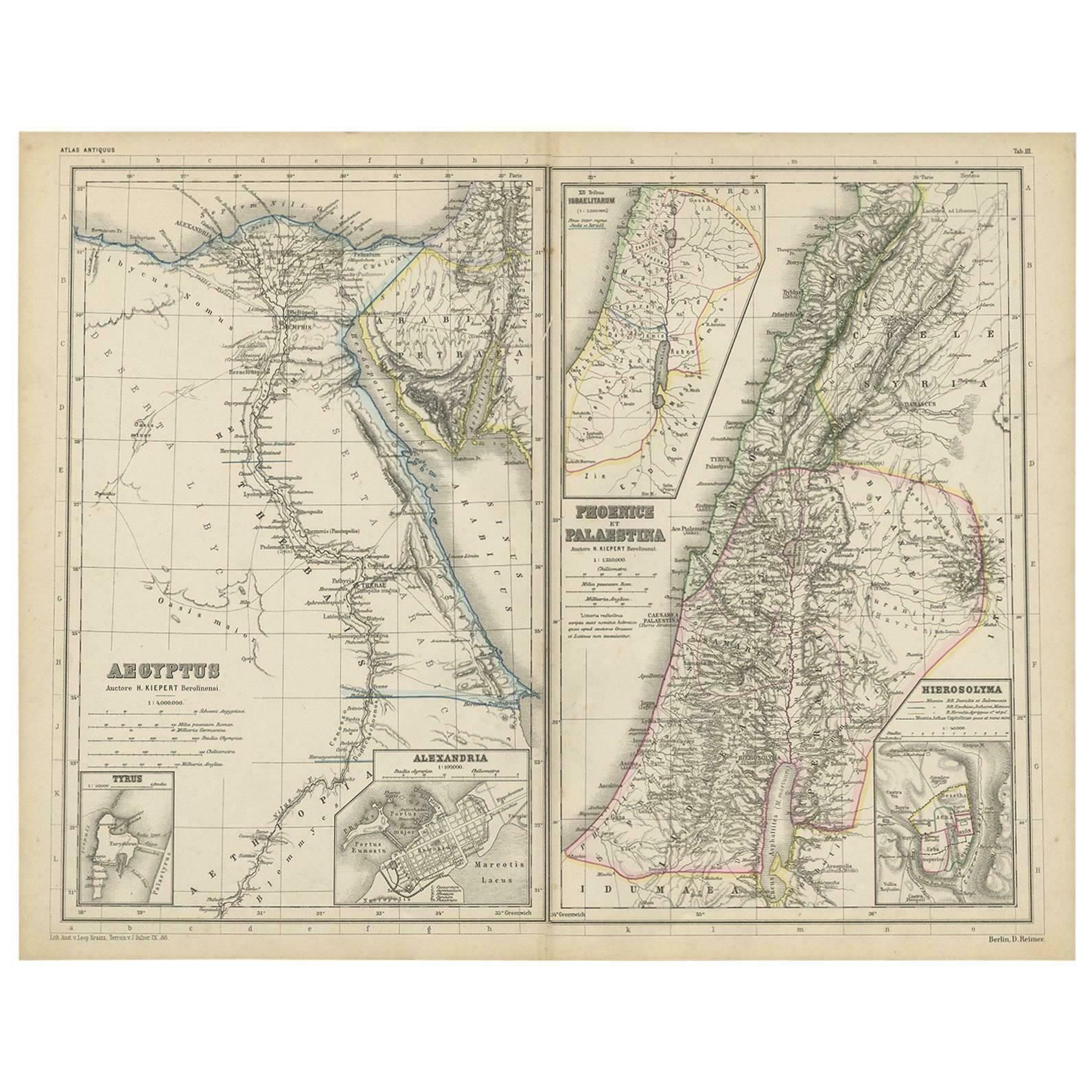 Antique Map Of Egypt And Palestina By H. Kiepert 'Circa 1870'