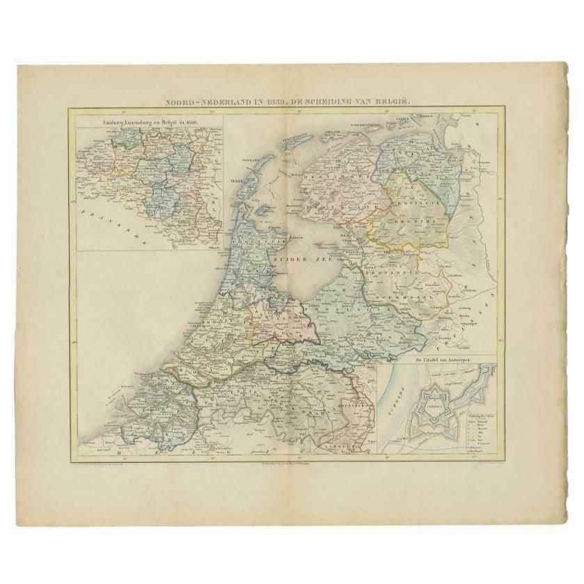 Antique Map Of The Netherlands In 1839 By Mees, 1860