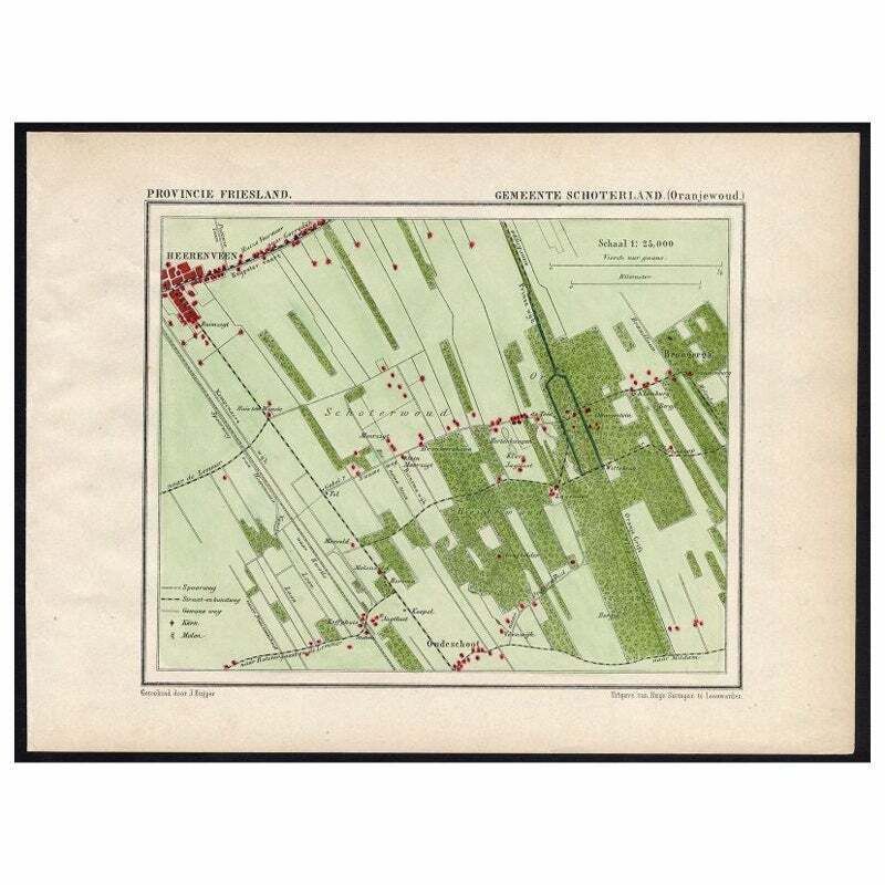 Antique Map Of The Region Of Oranjewoud By Kuyper, 1868
