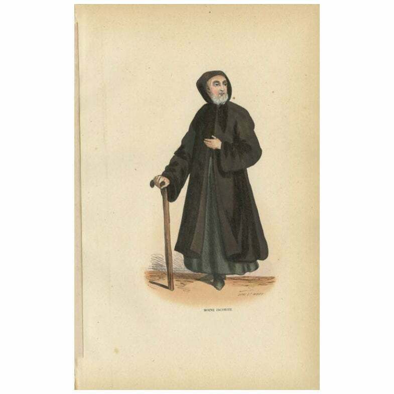 Antique Print Of A Jacobite Monk, 1845
