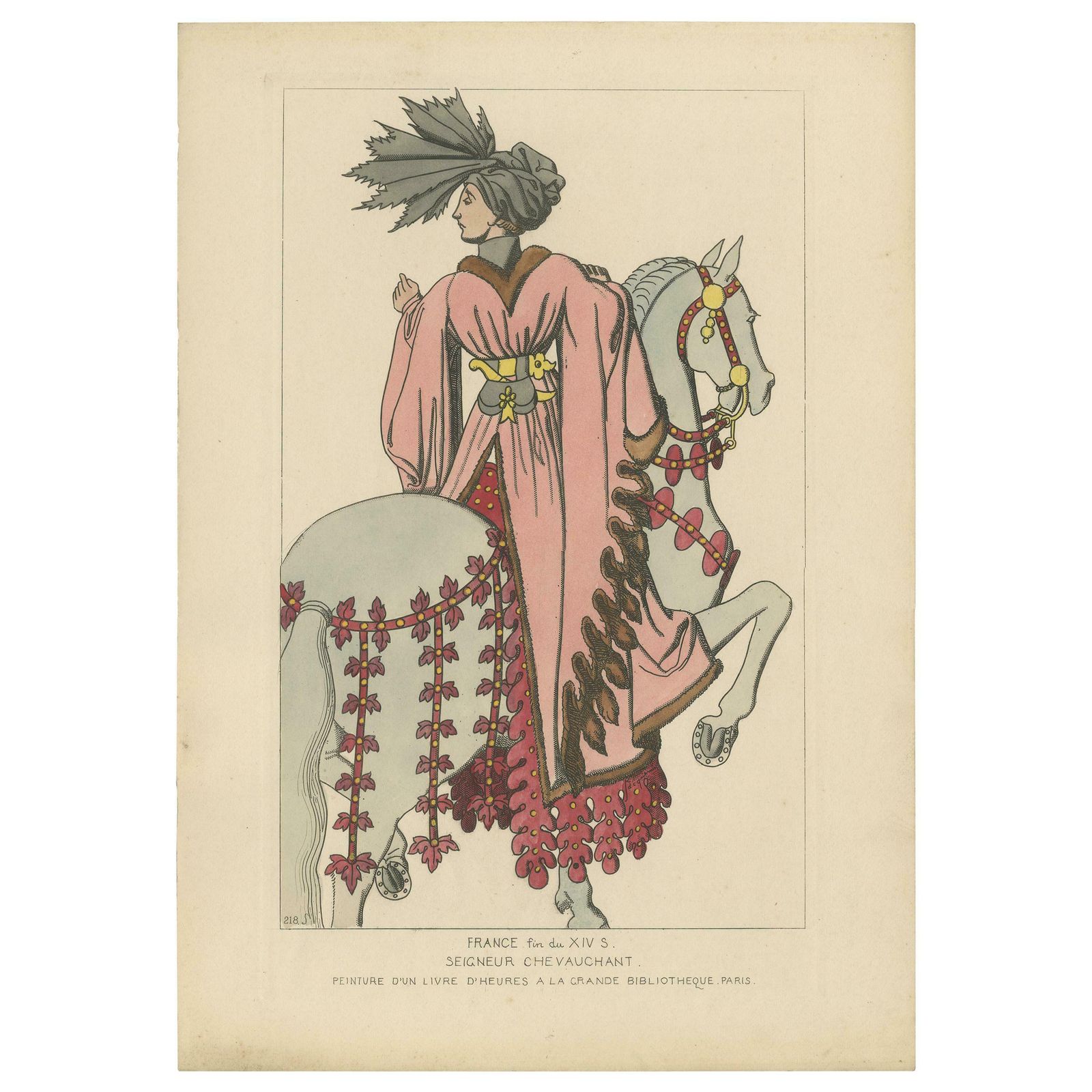 Antique Print Of A Lord Riding His Horse By Jacquemin 'C.1870'
