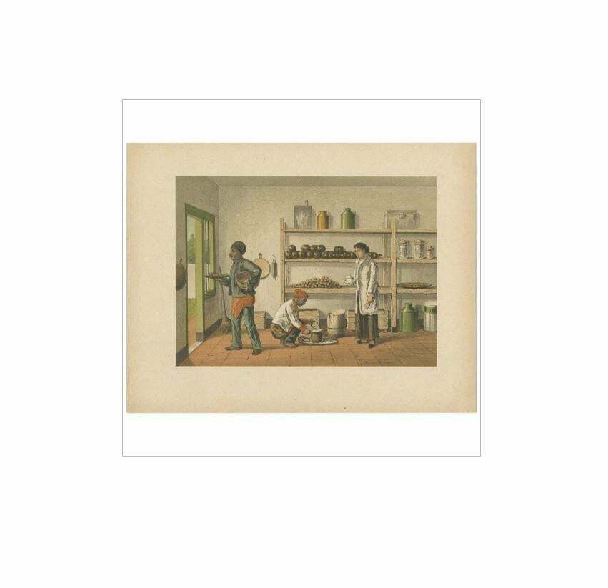 Antique Print Of A Kitchen Storage In Batavia By M.T.H. Perelaer, 1888 photo furniture