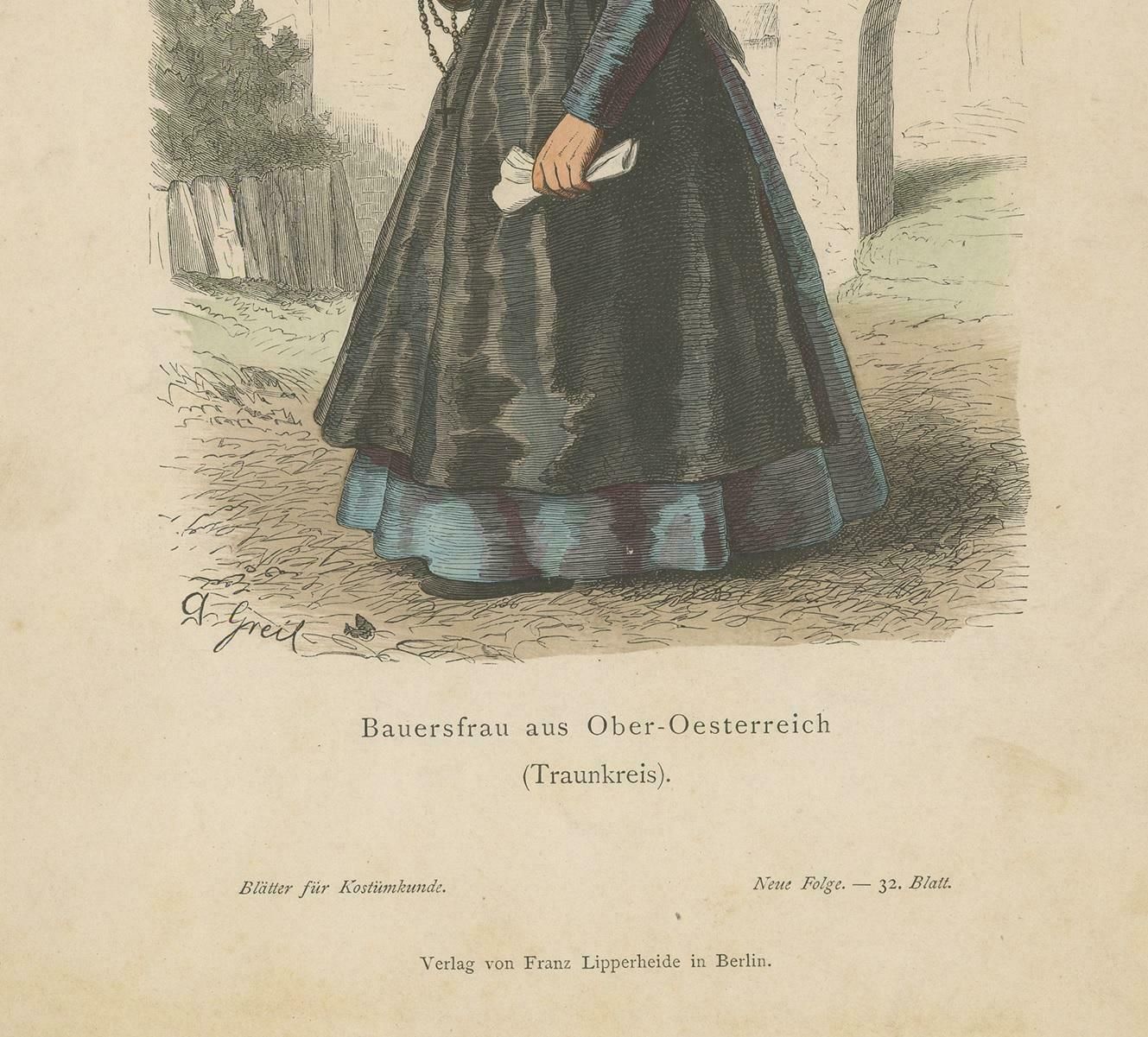 Antique Print Of A Farmer's Wife From The Region Of Traunkreis, Austria photo Art