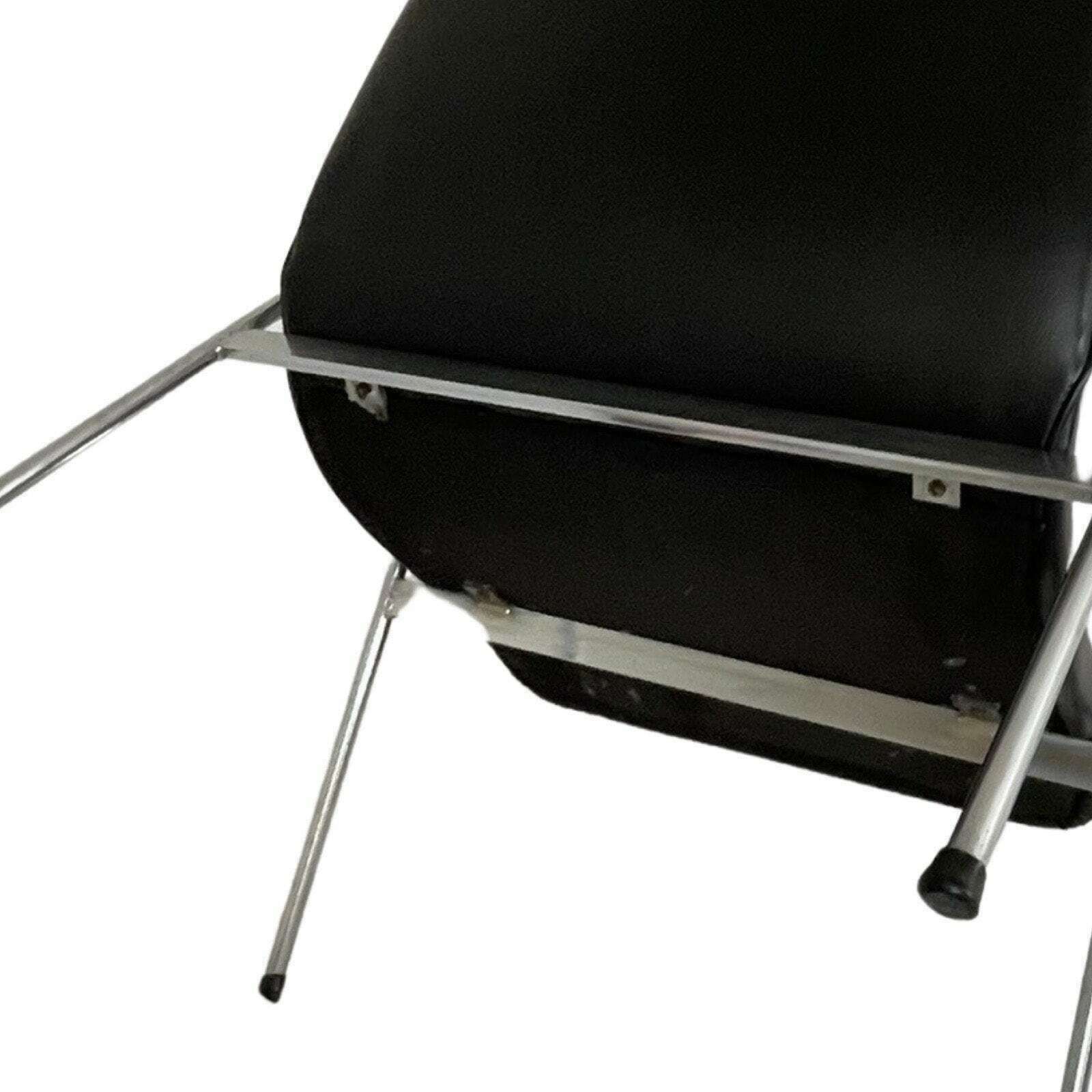 Lounge Chair   Dutch, Ca. 1960's   Black Leatherette, Wooden Armrests And A Metal Frame   Attr. To Teefelen photo 564.0