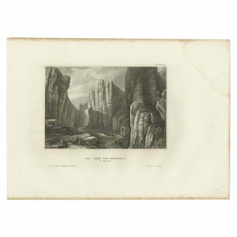 Antique Print Of The Pass Of Pancorbo In Spain, 1840