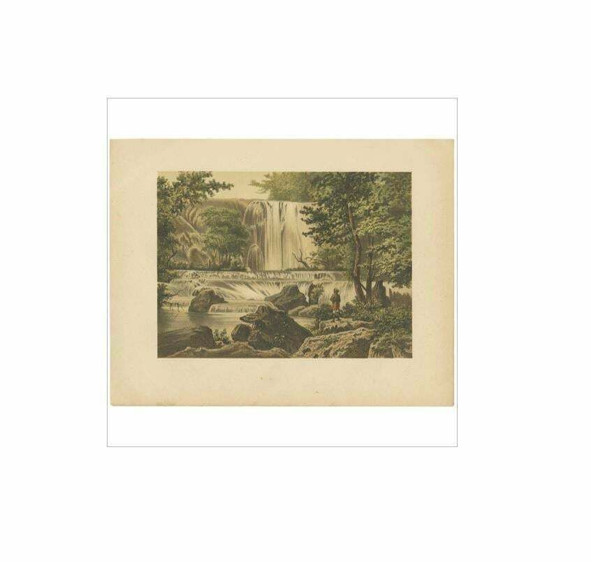 Antique Print Of A Waterfall On Java By M.T.H. Perelaer, 1888 photo Art