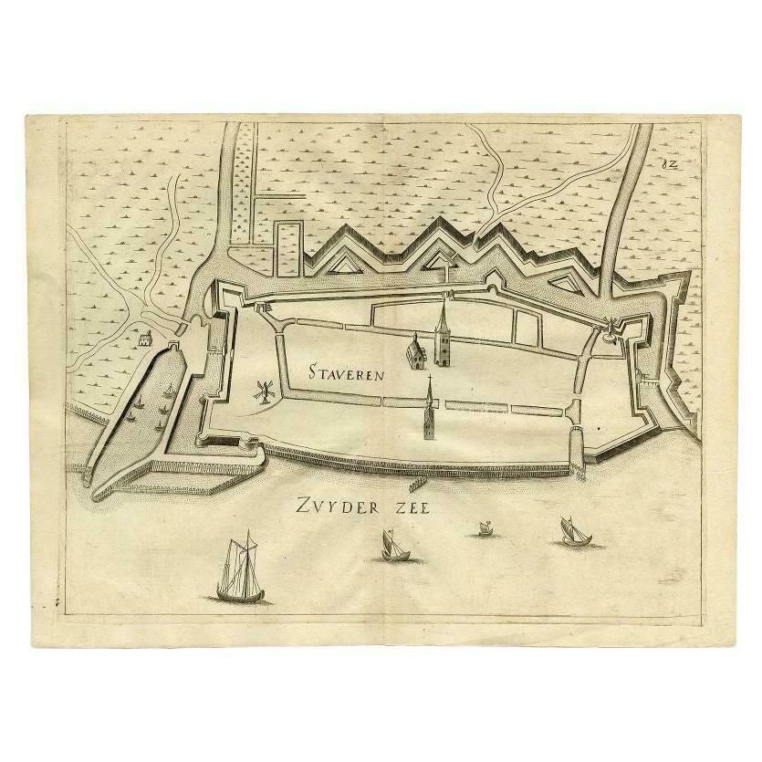 Antique Map Of Stavoren By Priorato, 1673