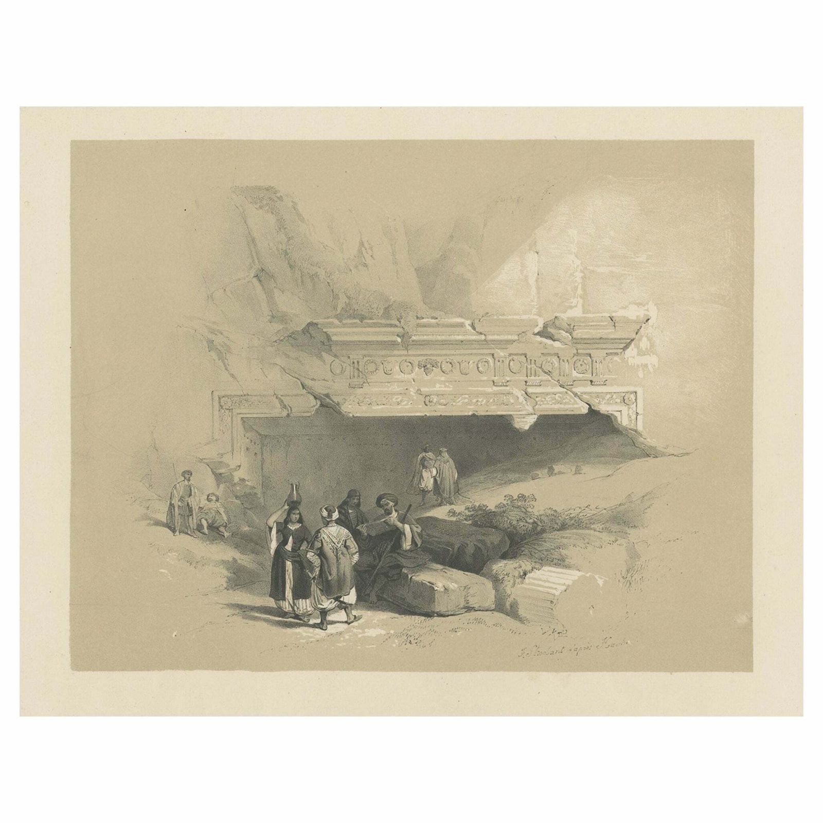 Old Print Of The Tombs Of The Kings, Jerusalem, Ca.1845