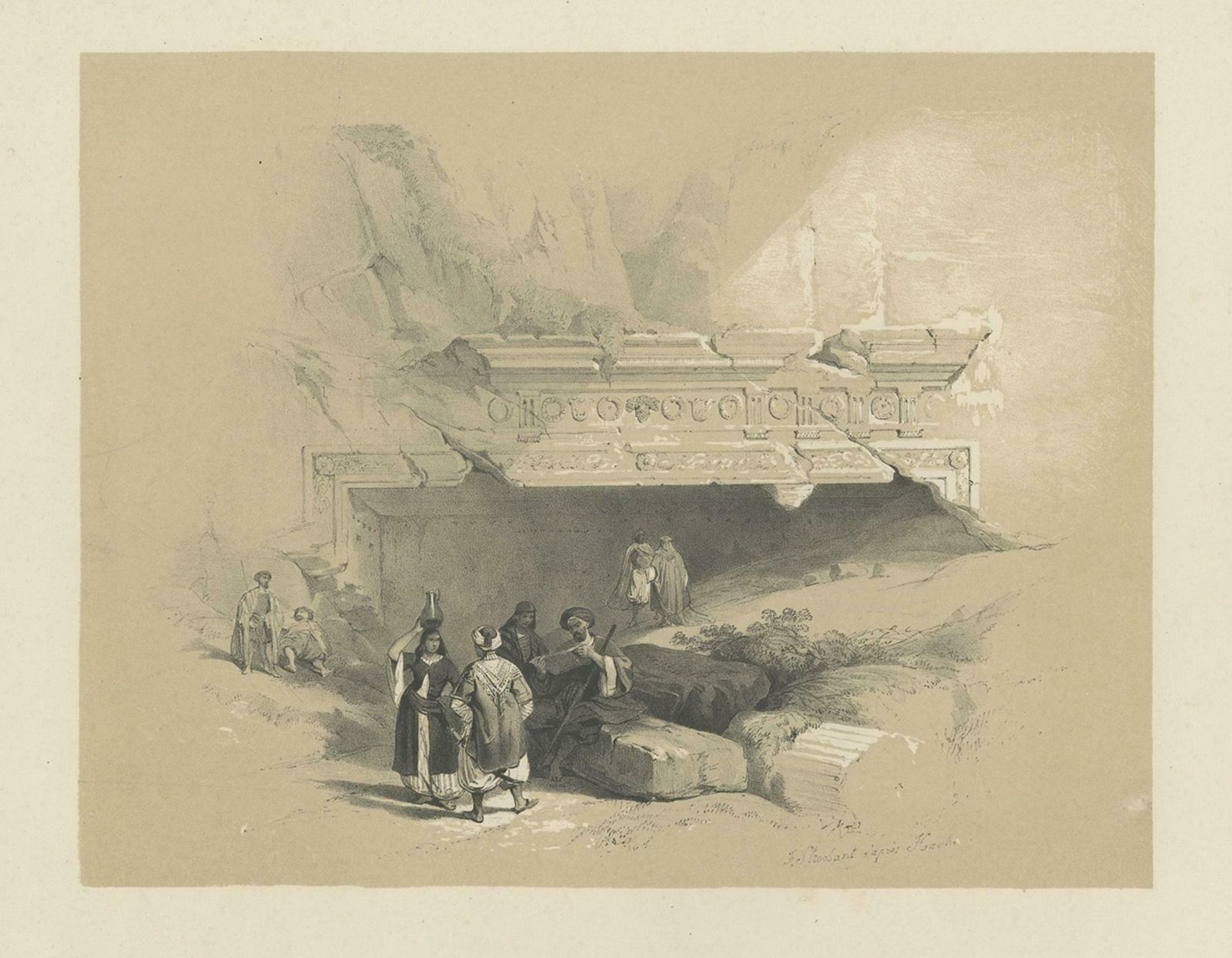 Old Print Of The Tombs Of The Kings, Jerusalem, Ca.1845 photo furniture