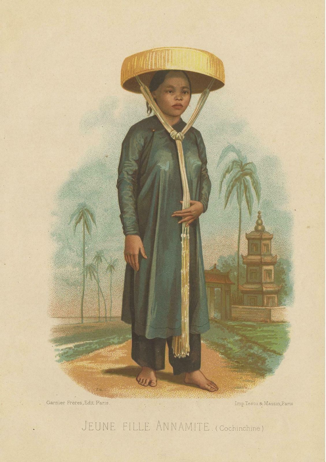 Antique Print Of A Woman Of Cochinchina By Testu & Massin, '1876' photo furniture