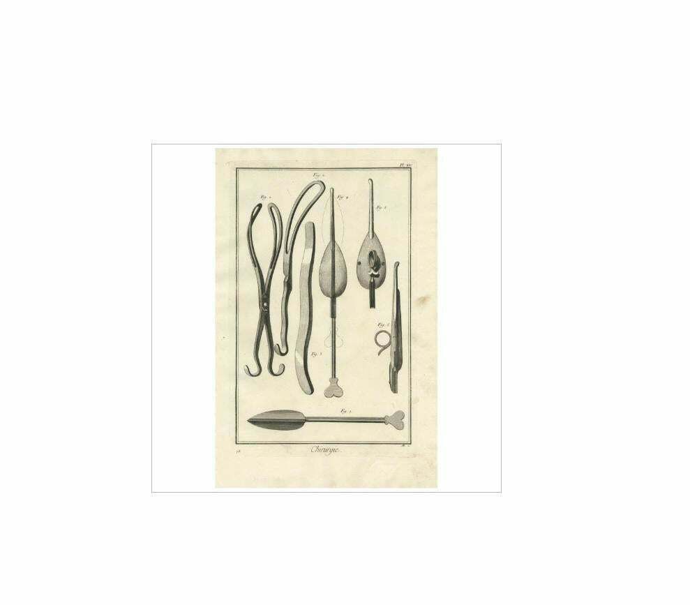 Antique Medical Print 'Pl. XV' By D. Diderot, Circa 1760 photo Art