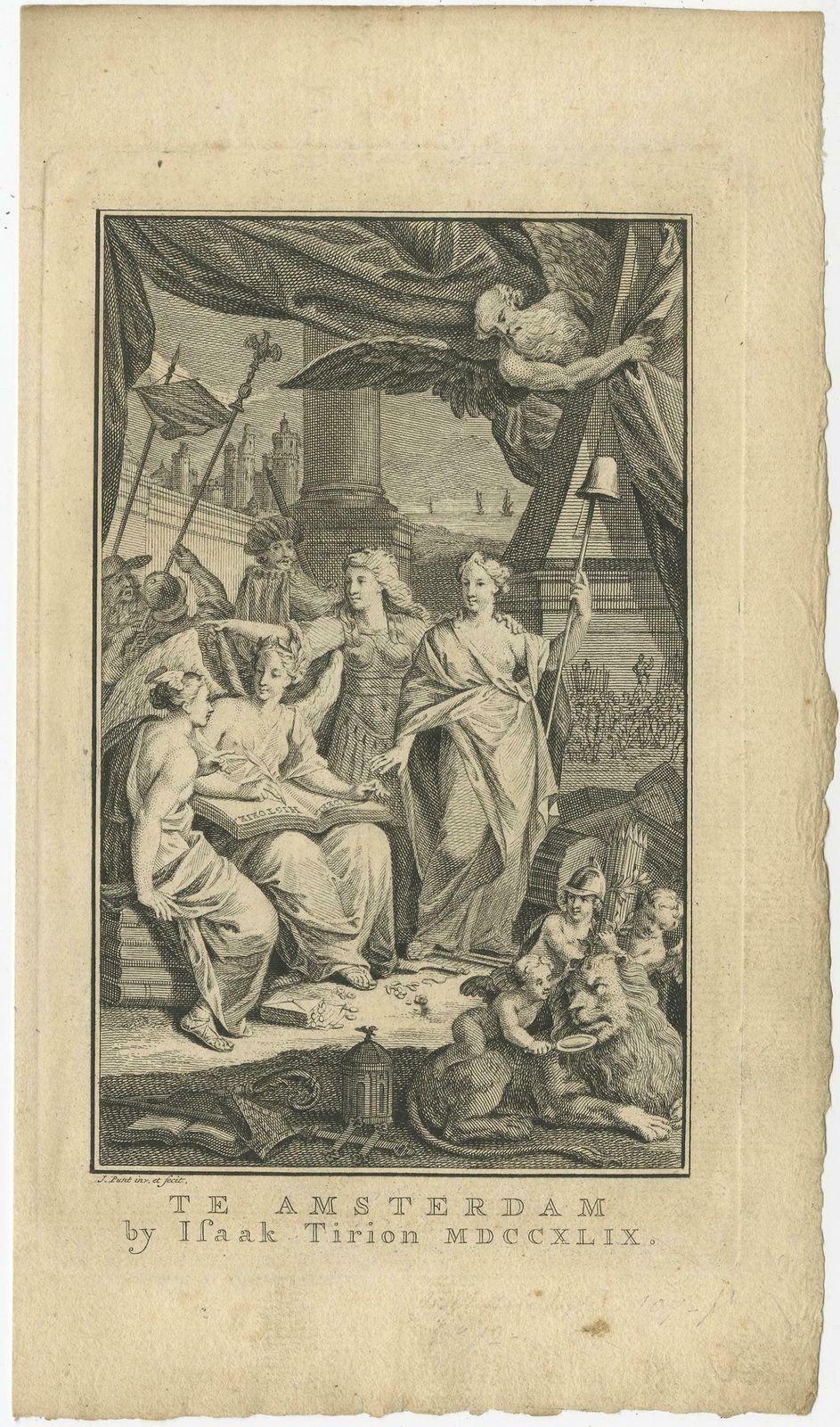 Antique Frontispiece Of The Volume Of Holland, 1749 photo furniture