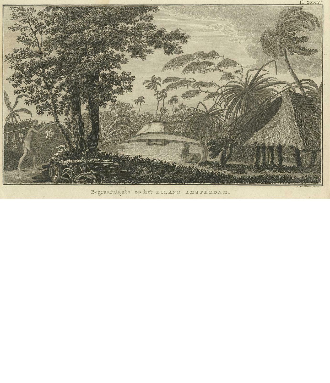 Antique Print Of A Cemetery On Amsterdam Island By Klauber, Circa 1810 photo furniture