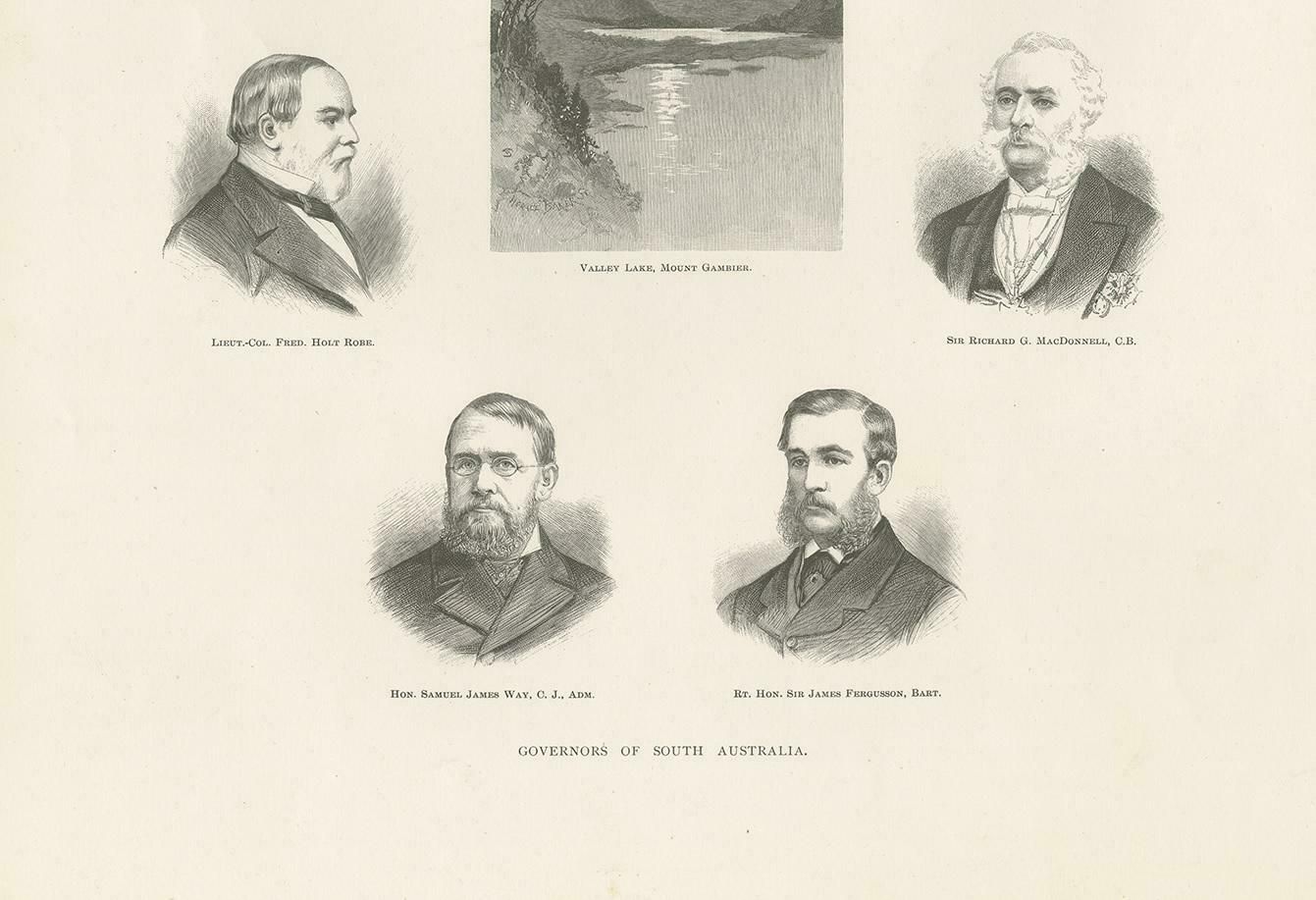 Antique Print Of The Governors Of South Australia '1888' photo Art
