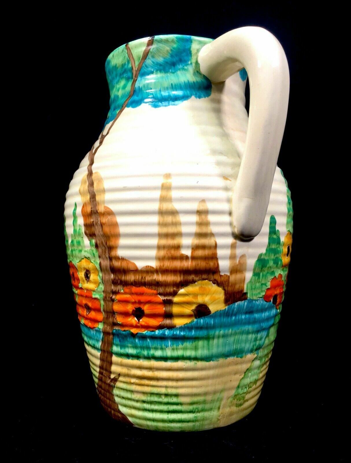 Antique Clarice Cliff   Sandon Lotus Jug Large / C1933 Art Deco Pottery Bizarre photo furniture