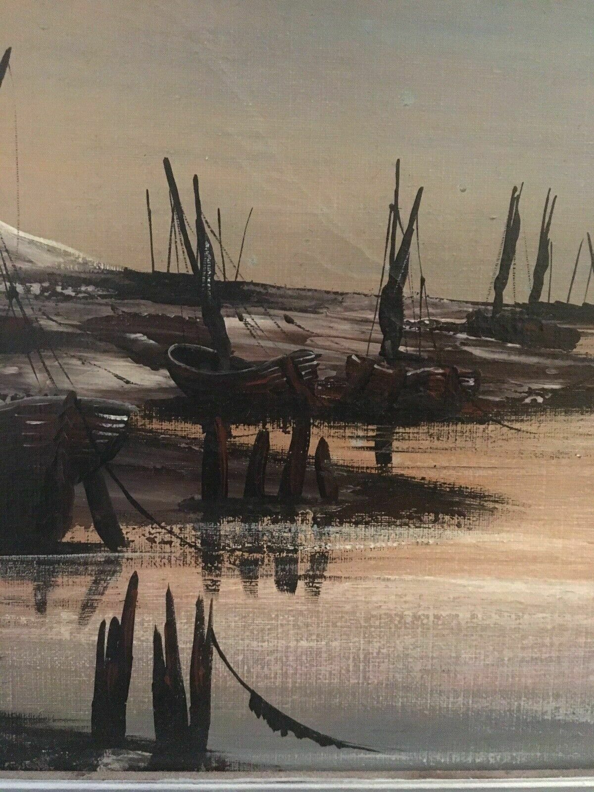 145.0 Ken Hammond Mid Century Nautical Maritime Panoramic Original Oil Painting 1970s photo