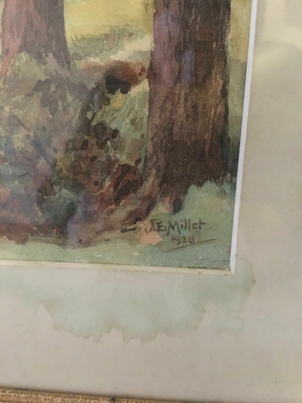 2x Antique Watercolour Paintings Signed Millet 1928 Framed Landscape/Cottage photo buy