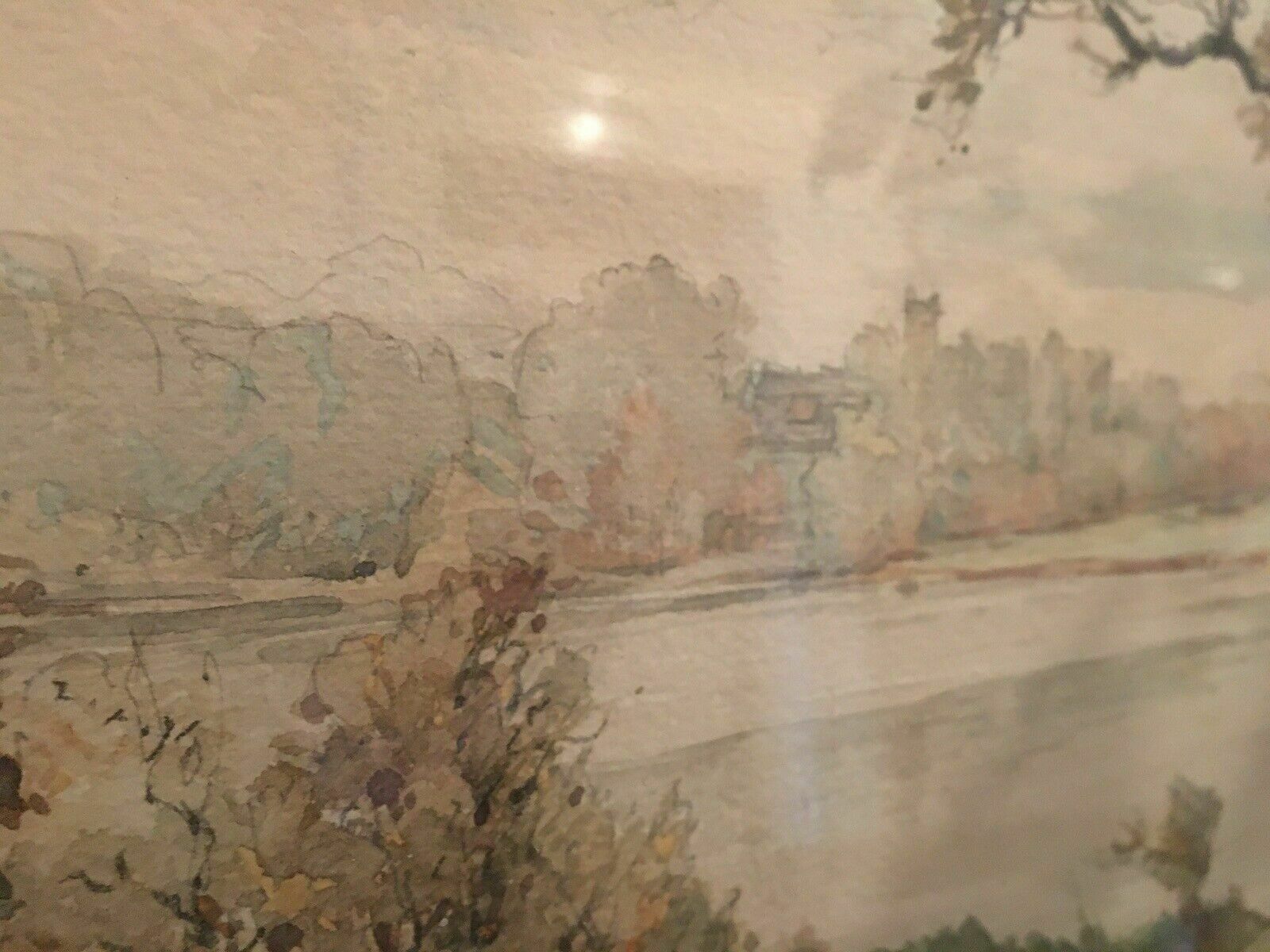 95.0 2x Antique Watercolour Paintings Signed Millet 1928 Framed Landscape/Cottage photo
